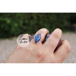 Bague marquise argent 925 Labradorite Taille 54