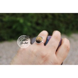 Bague ovale argent 925 Oeil de Tigre Taille 54