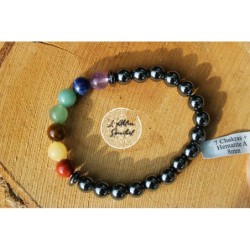 Bracelet boule 08mm 7 chakras + hématite A