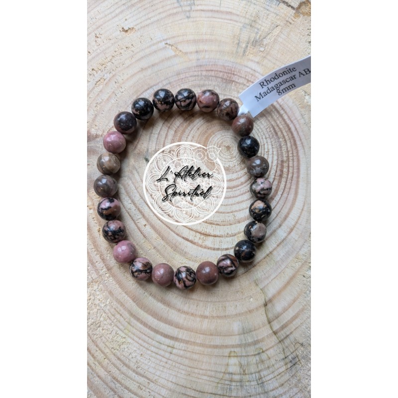 bracelet boule rhodonite